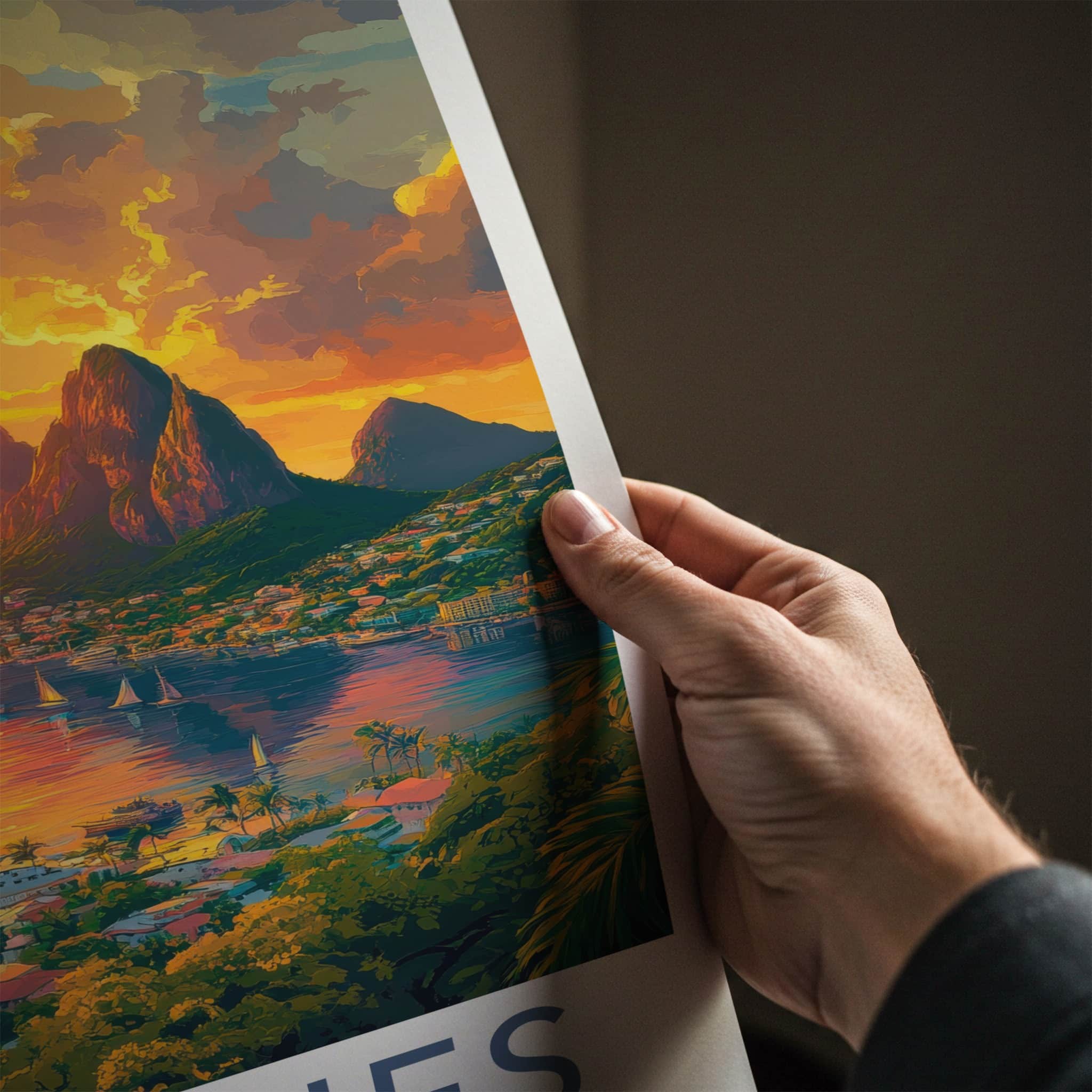Castries Poster - Saint Lucia Travel Art - Vibrant Tropical Sunset Home Decor