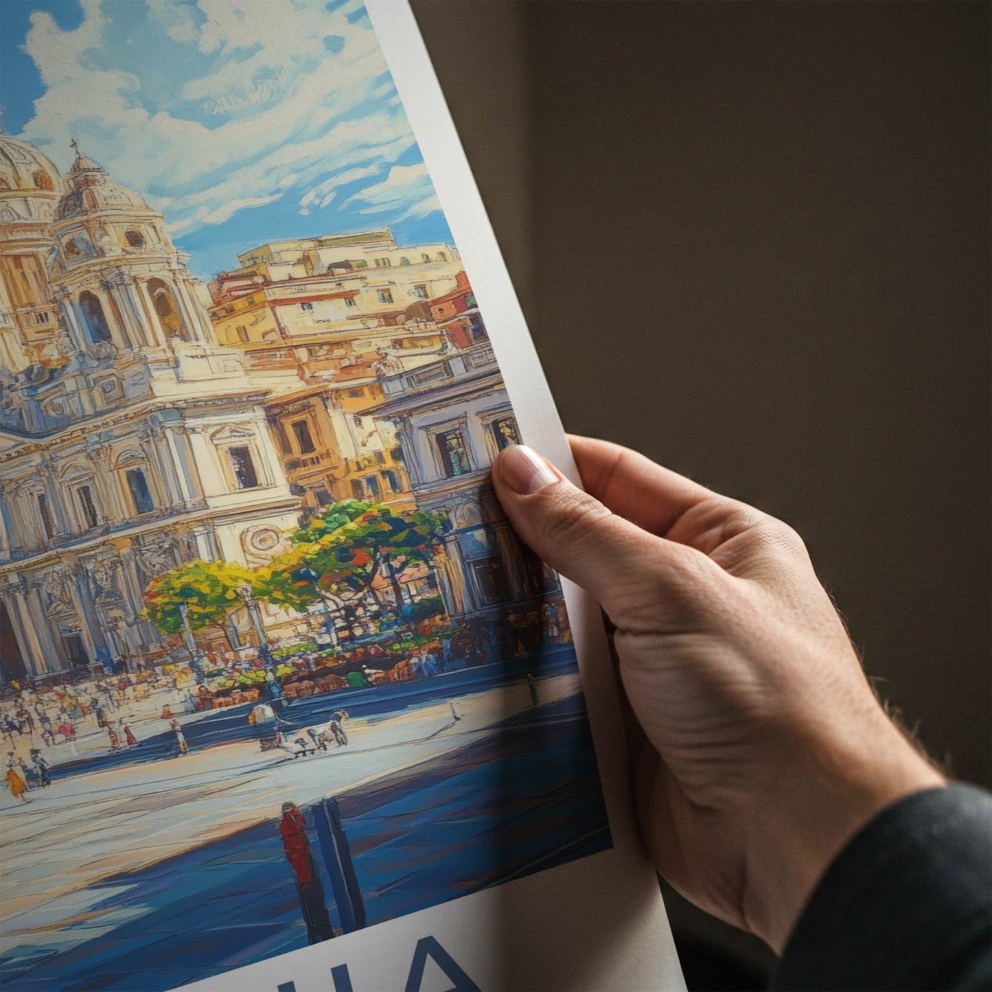 Catania Poster - Italy Travel Art - Elephant Fountain Plaza Home Decor