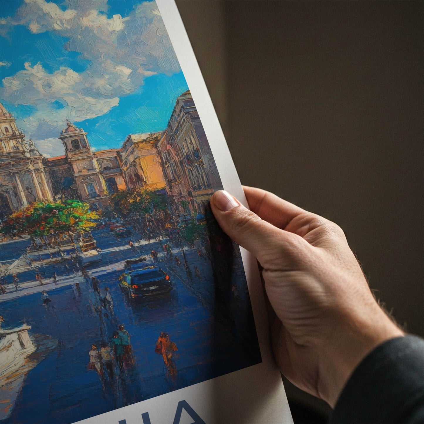Catania Poster - Italy Travel Art - Vibrant Piazza Fountain Home Decor