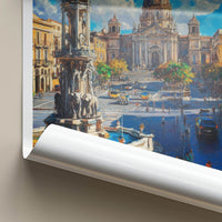 Catania Poster - Italy Travel Art - Vibrant Piazza Fountain Home Decor