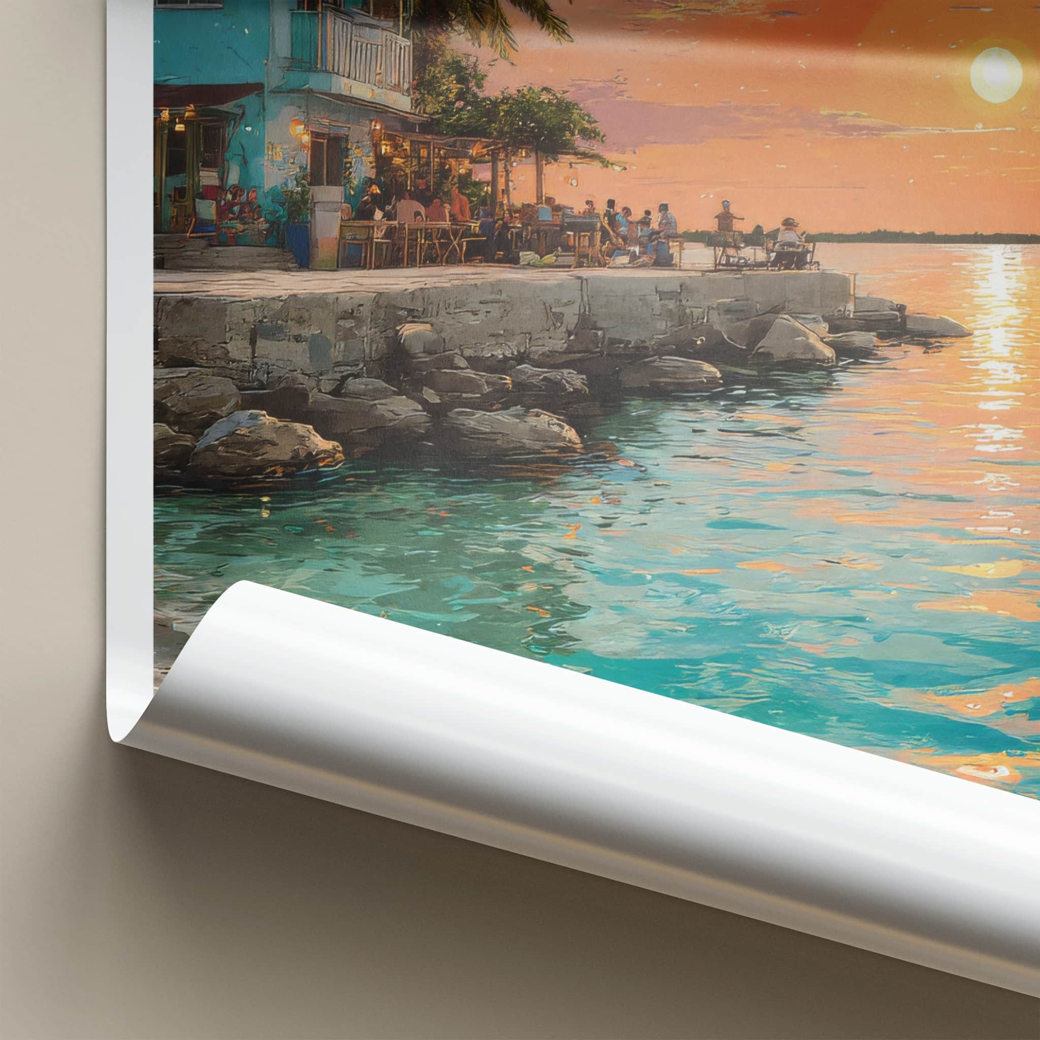 Caye Caulker Poster - Belize Travel Print - Tropical Sunset Sea Wall Decor