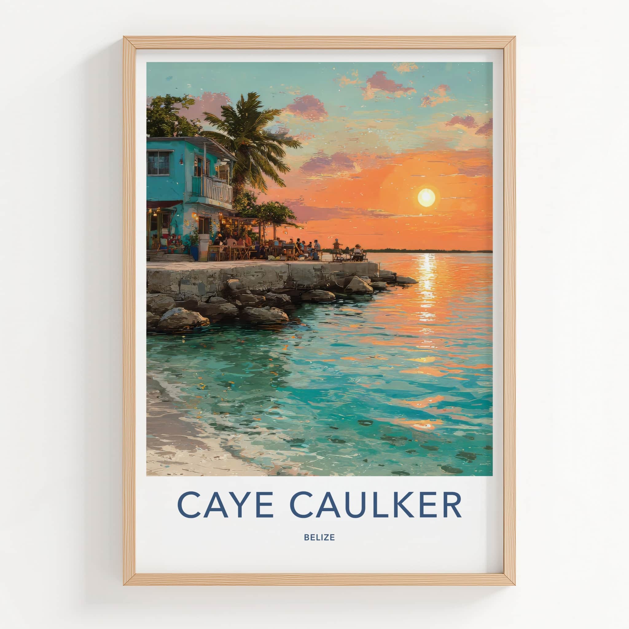 Caye Caulker Poster - Belize Travel Print - Tropical Sunset Sea Wall Decor