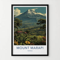 Mount Merapi Poster Indonesia Volcanic Peak Rice Terraces Art Print