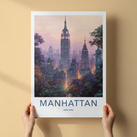 Manhattan Poster New York Empire Building City Travel Art