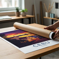 Cebu Poster - Philippines Travel Art - Historic Church Sunset Home Decor
