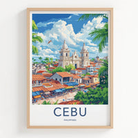 Cebu Poster - Philippines Travel Art - Tropical City Cathedral Home Decor