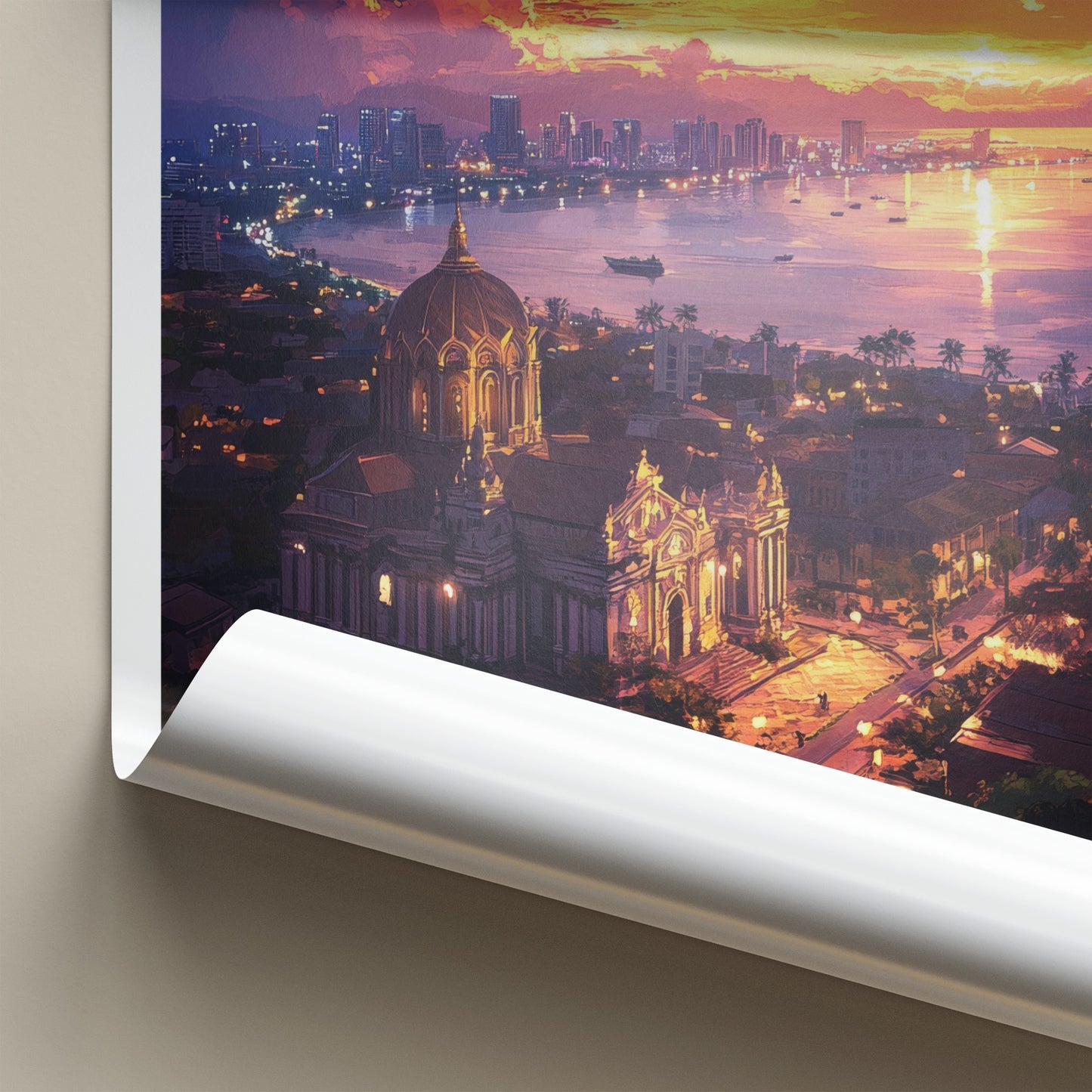 Cebu Poster - Philippines Travel Art - Vibrant City Sunset Home Decor