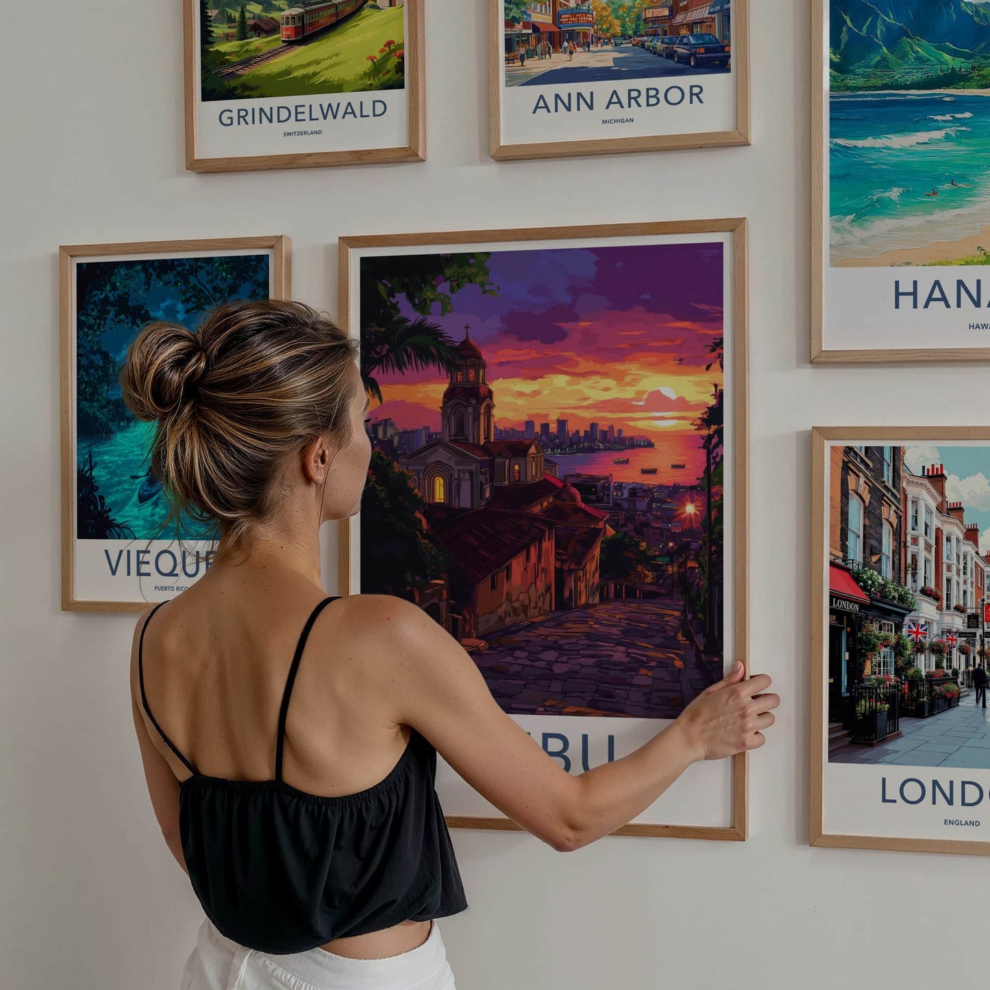 Cebu Poster - Philippines Travel Art - Vibrant City Sunset Home Decor
