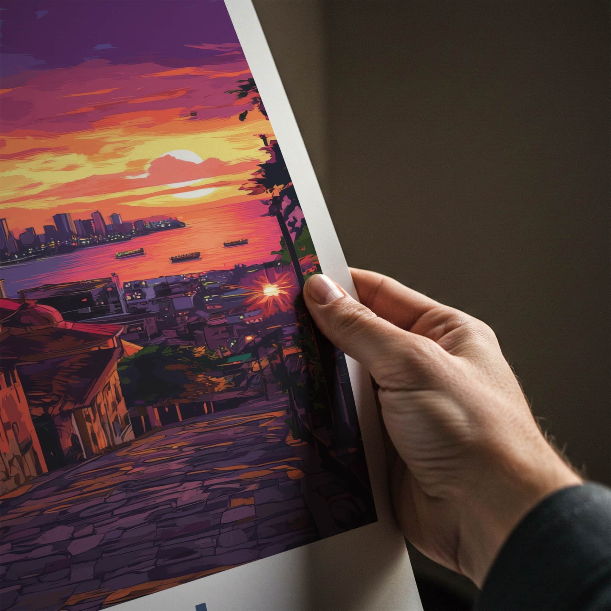 Cebu Poster - Philippines Travel Art - Vibrant City Sunset Home Decor