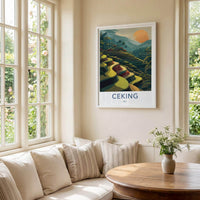 Ceking Poster - Indonesia Travel Art - Golden Terraced Fields Home Decor