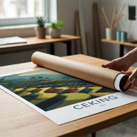 Ceking Poster - Indonesia Travel Art - Golden Terraced Fields Home Decor