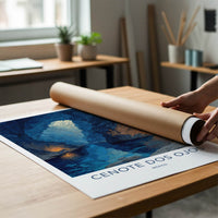 Cenote Dos Ojos Poster - Mexico Deep Blue Cavern Gallery Art