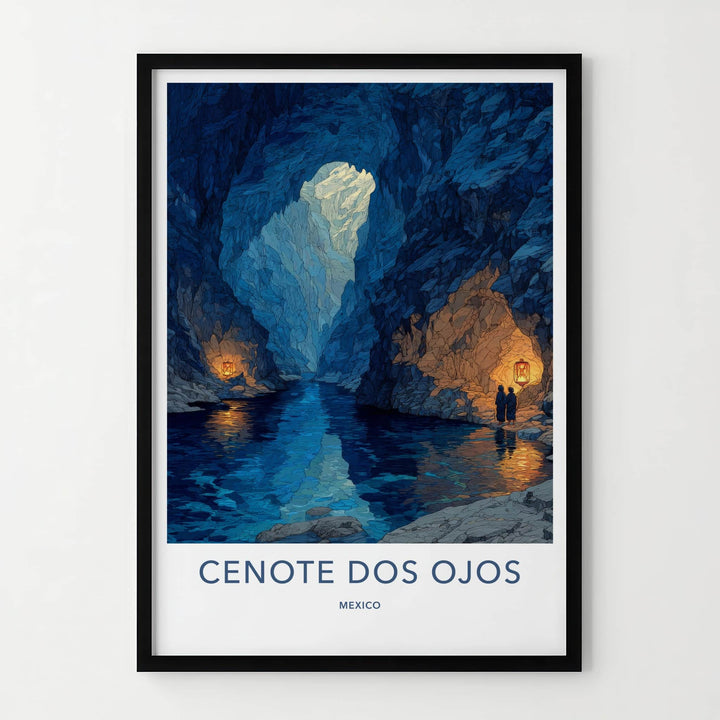 Cenote Dos Ojos Poster - Mexico Deep Blue Cavern Gallery Art