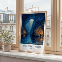 Cenote Dos Ojos Poster - Mexico Deep Blue Cavern Gallery Art
