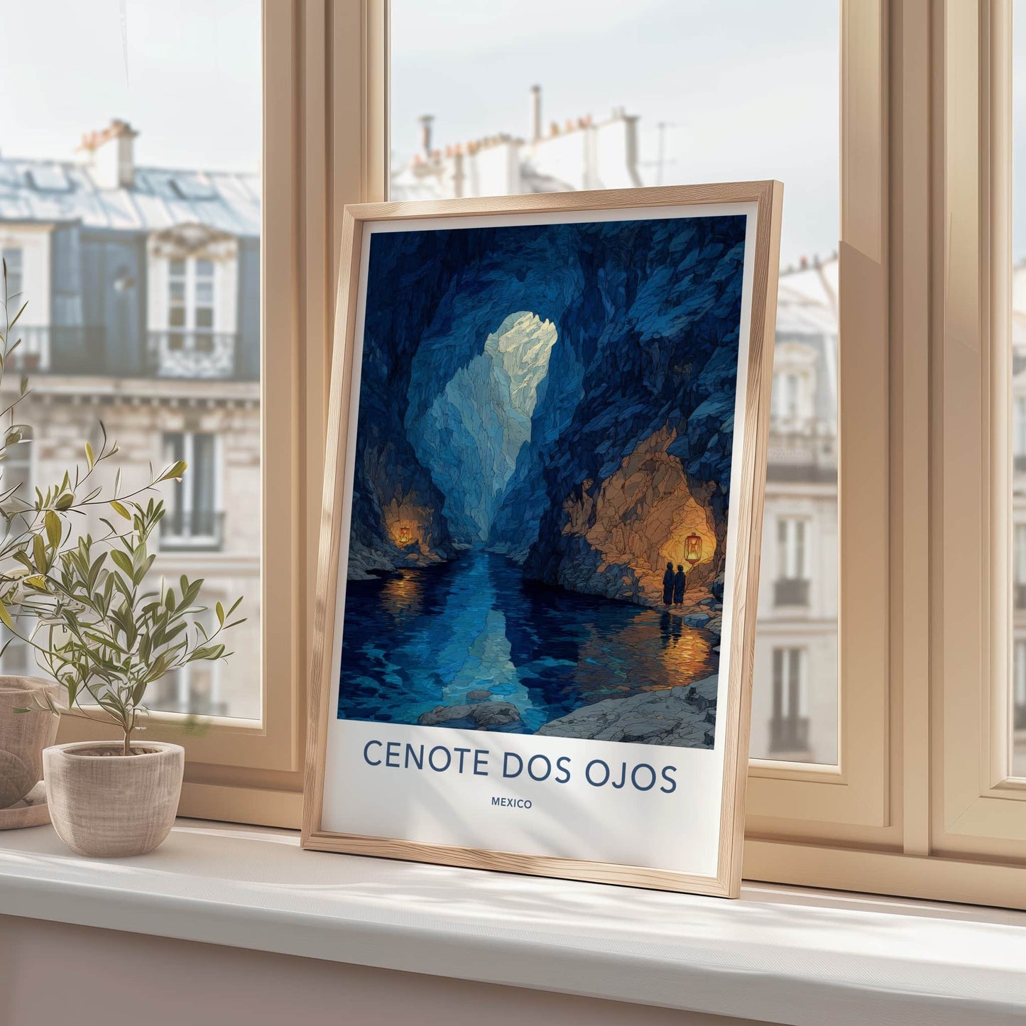 Cenote Dos Ojos Poster - Mexico Deep Blue Cavern Gallery Art