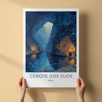 Cenote Dos Ojos Poster - Mexico Deep Blue Cavern Gallery Art