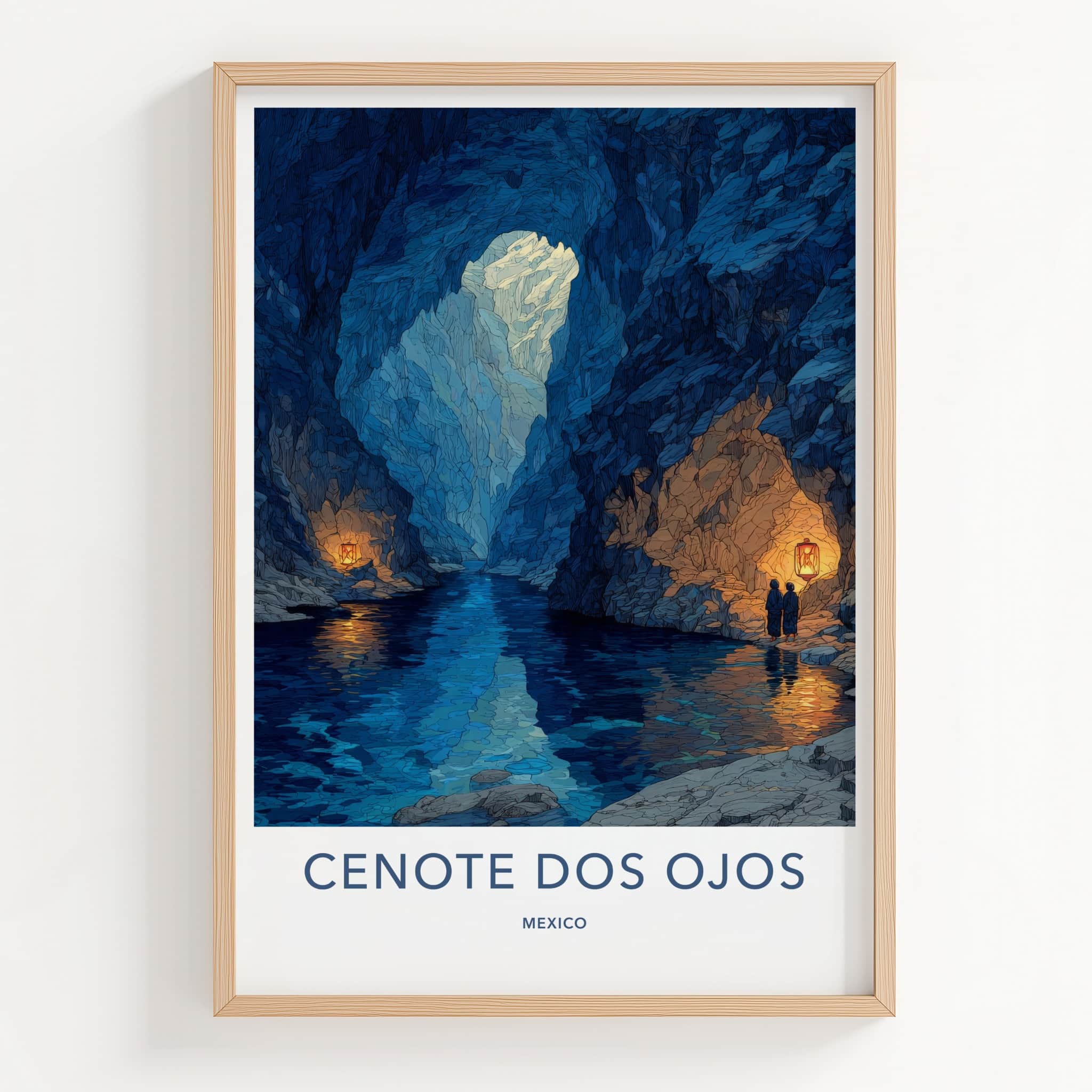 Cenote Dos Ojos Poster - Mexico Deep Blue Cavern Gallery Art