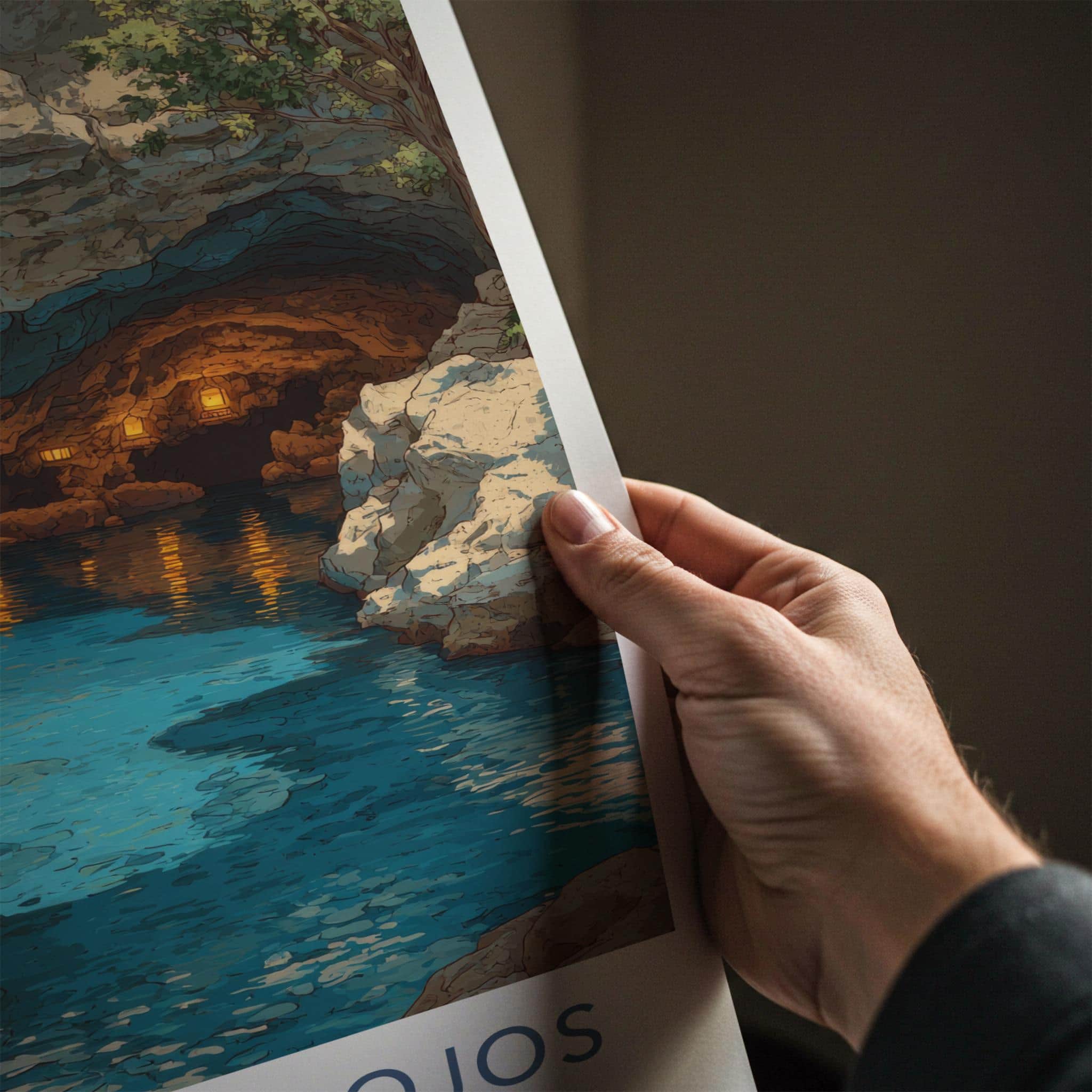 Cenote Dos Ojos Poster - Mexico Travel Art - Glowing Cavern Waters Home Decor