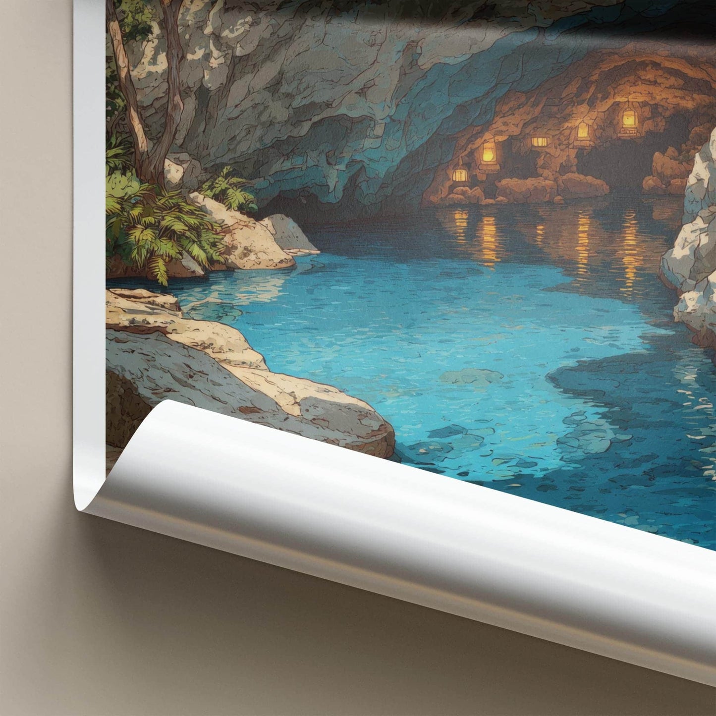 Cenote Dos Ojos Poster - Mexico Travel Art - Glowing Cavern Waters Home Decor