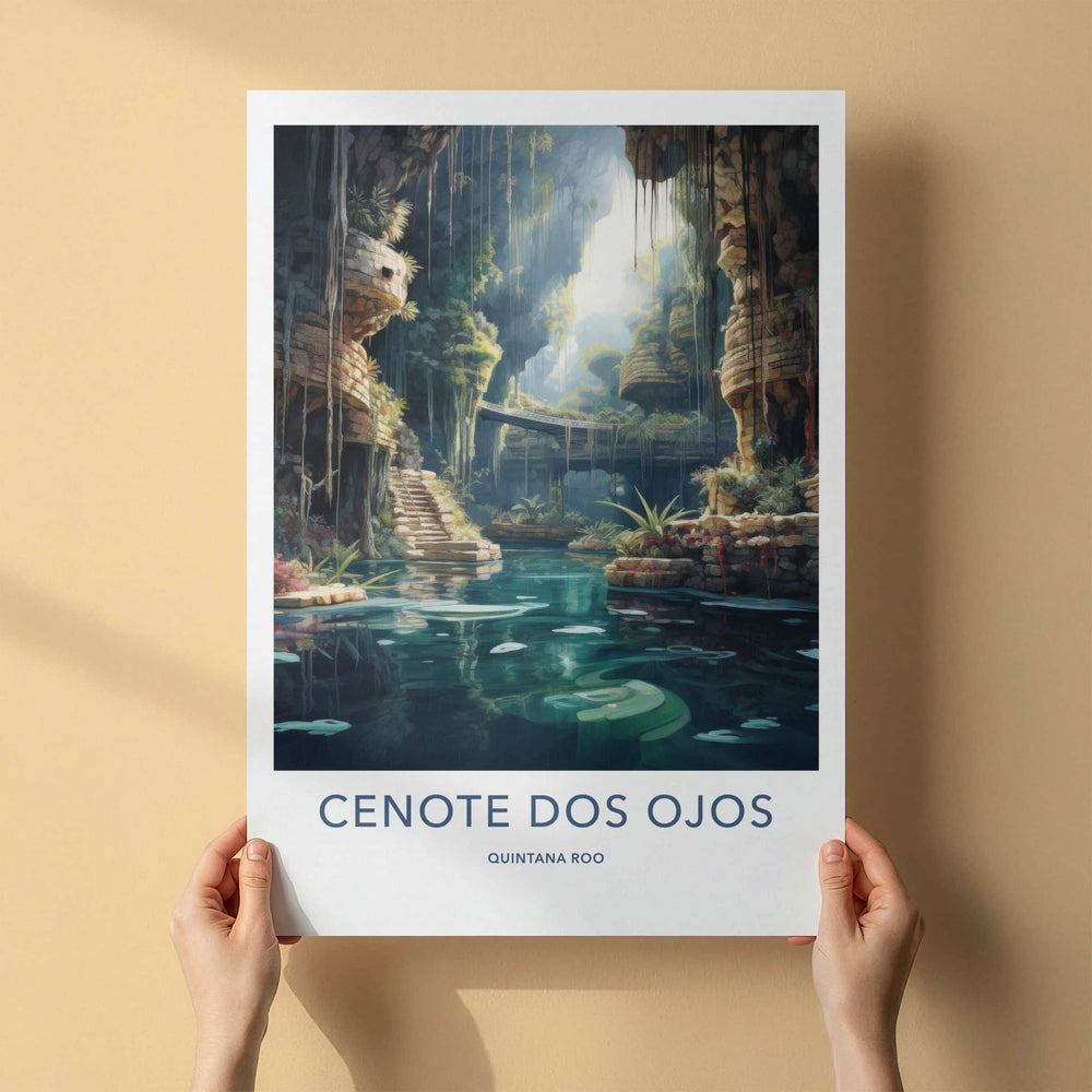 Cenote Dos Ojos Poster - Mexico Travel Art - Subterranean Water Oasis Home Decor