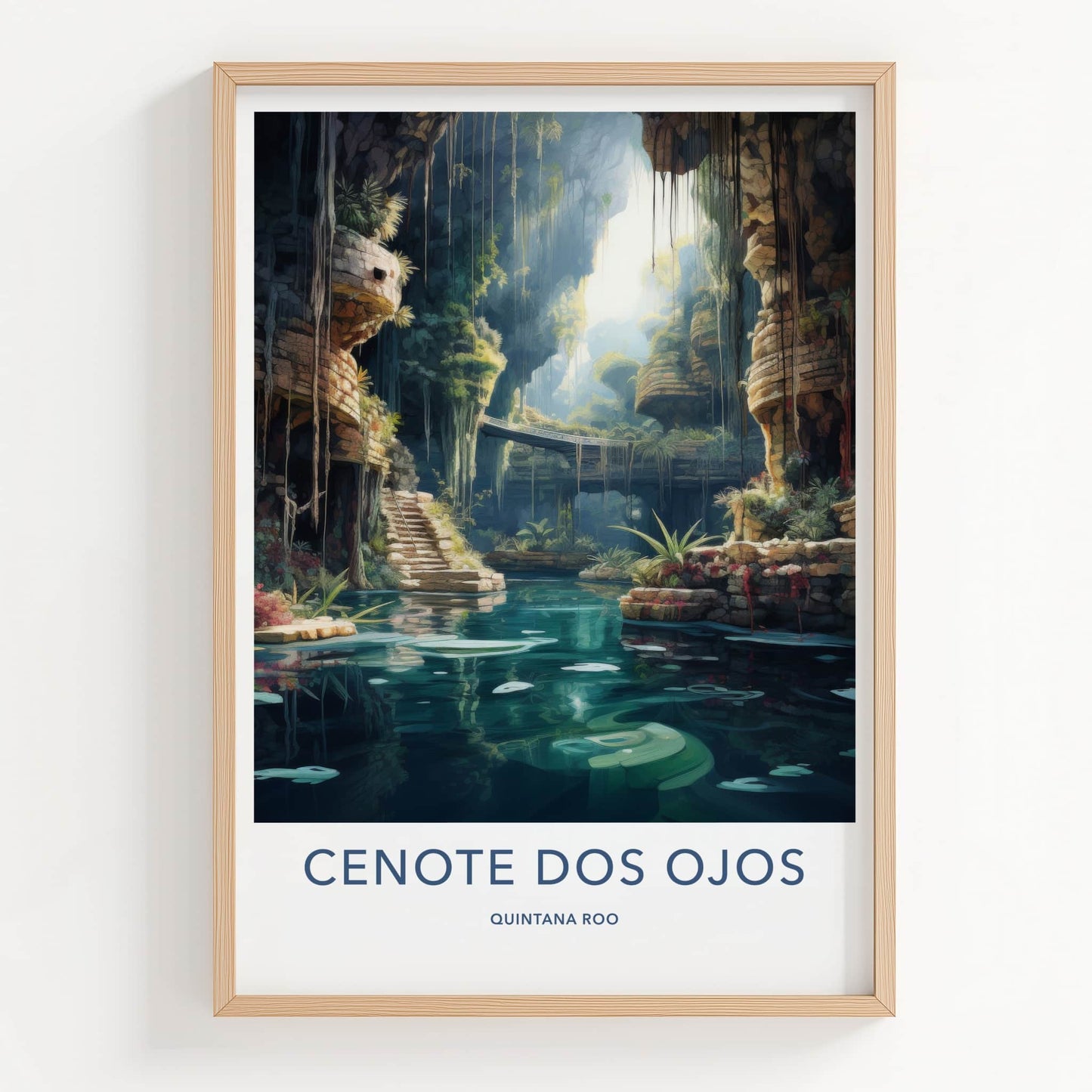 Cenote Dos Ojos Poster - Mexico Travel Art - Subterranean Water Oasis Home Decor