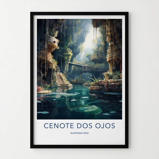 Cenote Dos Ojos Poster - Mexico Travel Art - Subterranean Water Oasis Home Decor