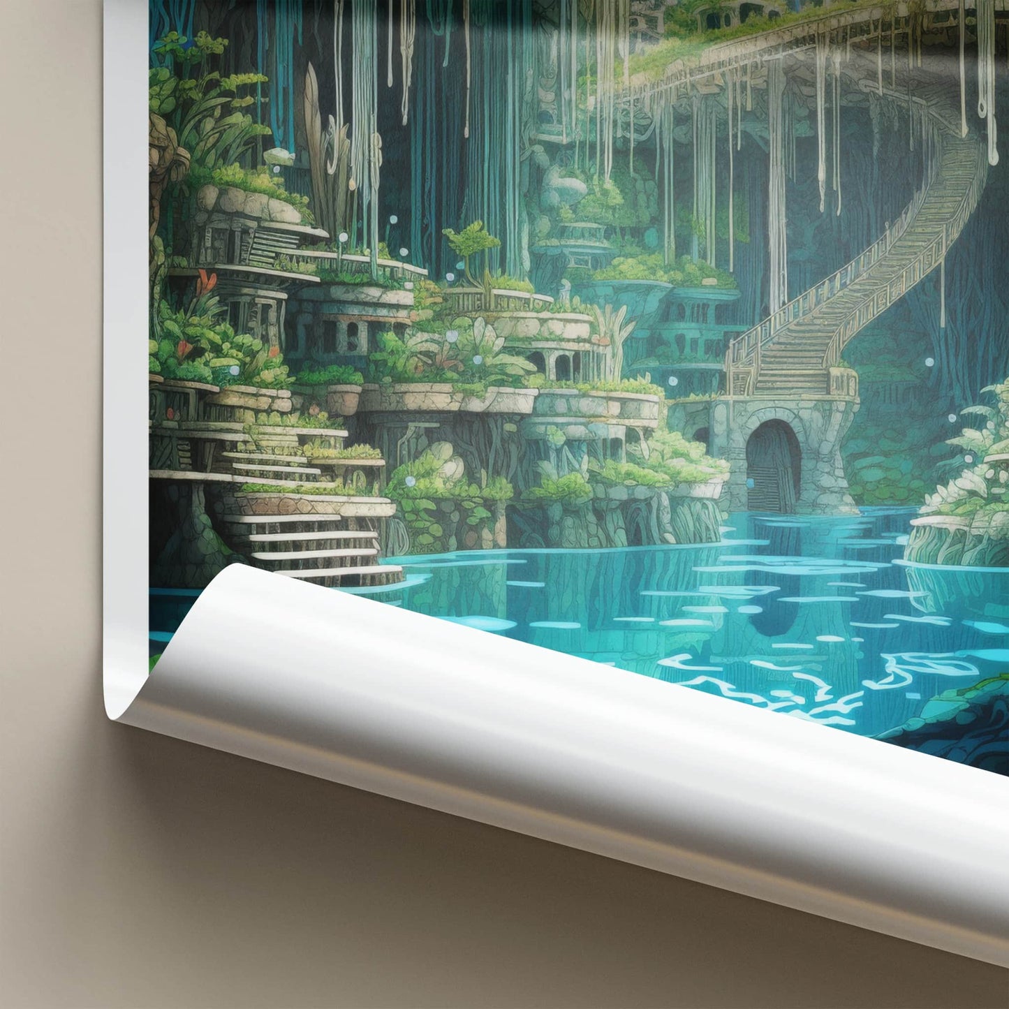 Cenote Ik-Kil Poster - Mexico Travel Art - Subterranean Lake Staircase Home Decor