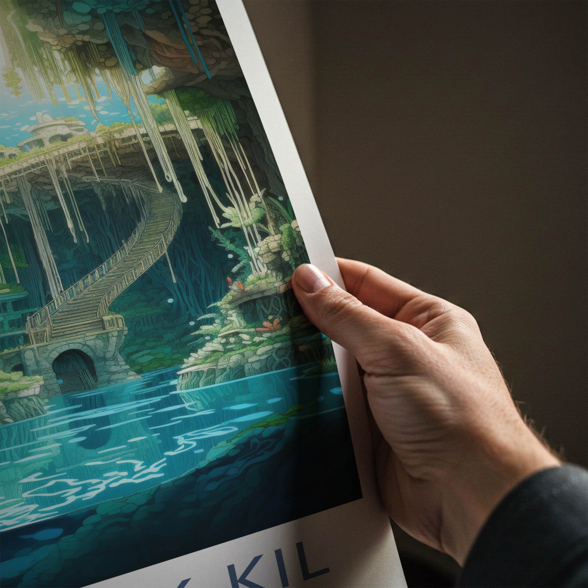 Cenote Ik-Kil Poster - Mexico Travel Art - Subterranean Lake Staircase Home Decor