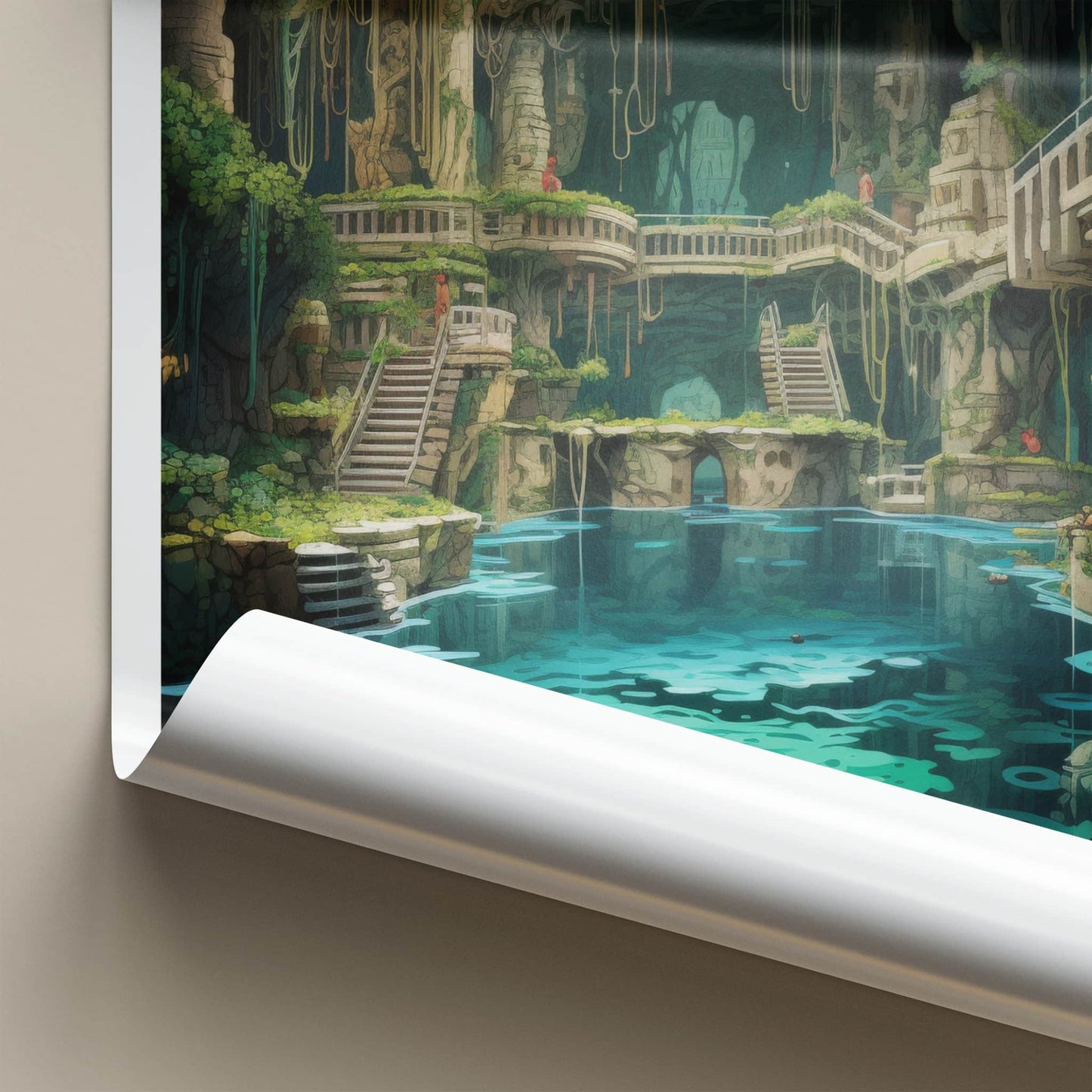 Cenote Ik-Kil Poster - Mexico Travel Art - Subterranean Water Grotto Wall Decor