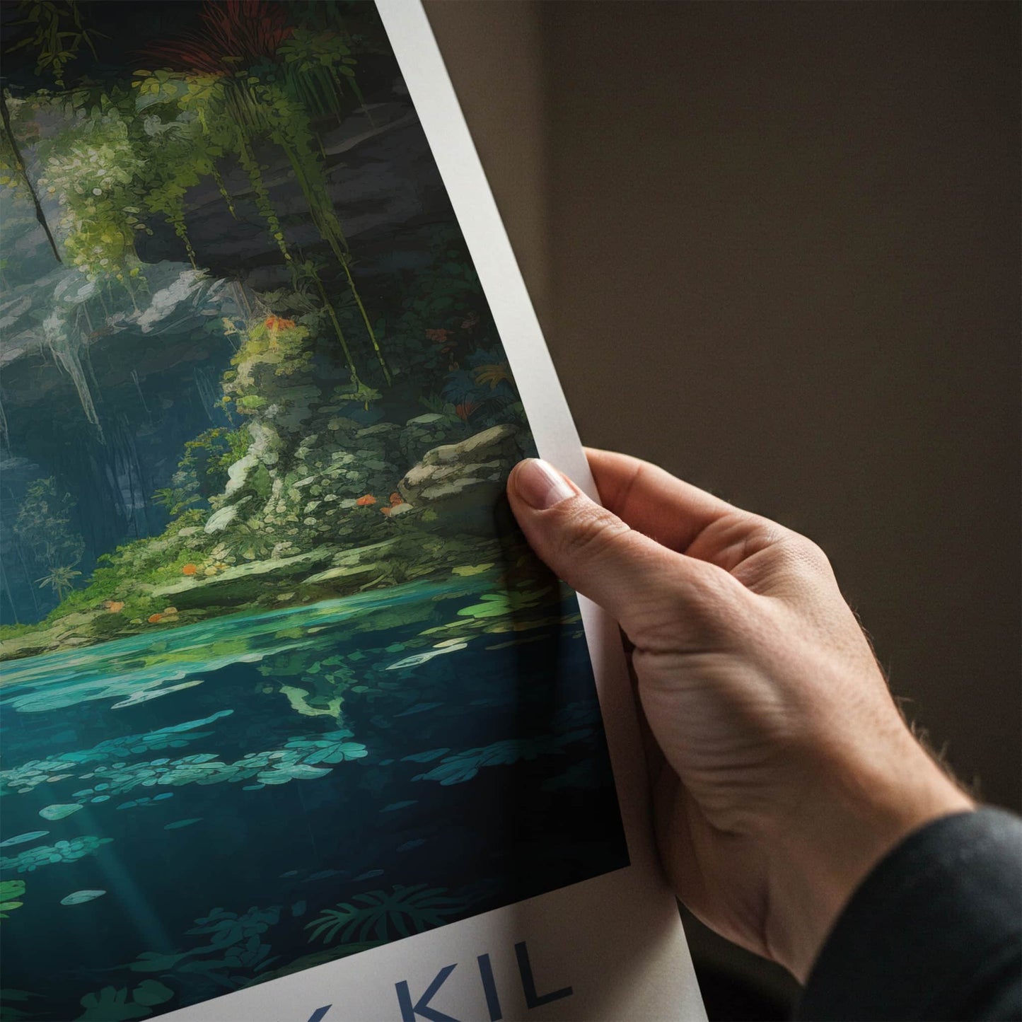 Cenote Ik-Kil Poster - Mexico Travel Art - Sunlit Cavern Pool Home Decor