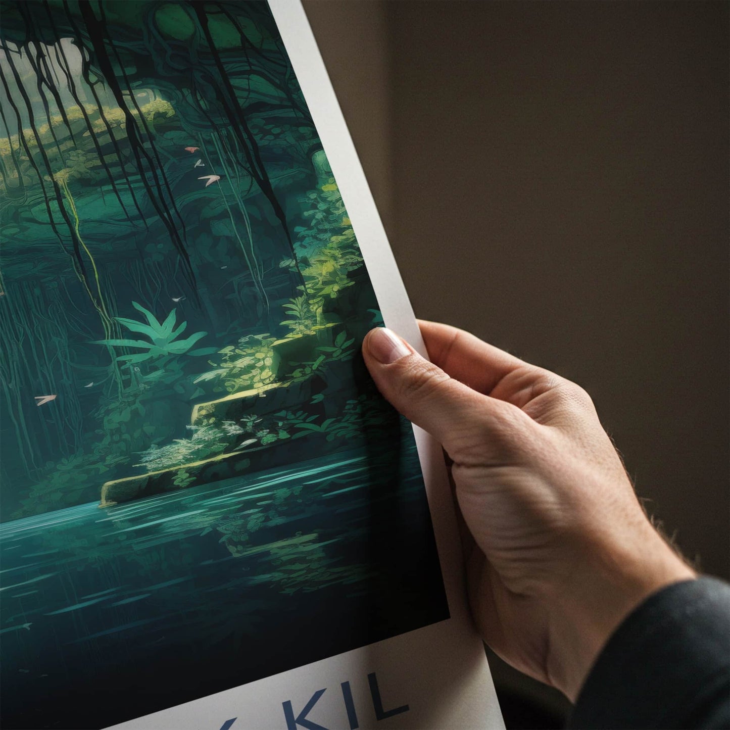 Cenote Ik-Kil Poster - Mexico Travel Art - Sunlit Underground Pool Home Decor