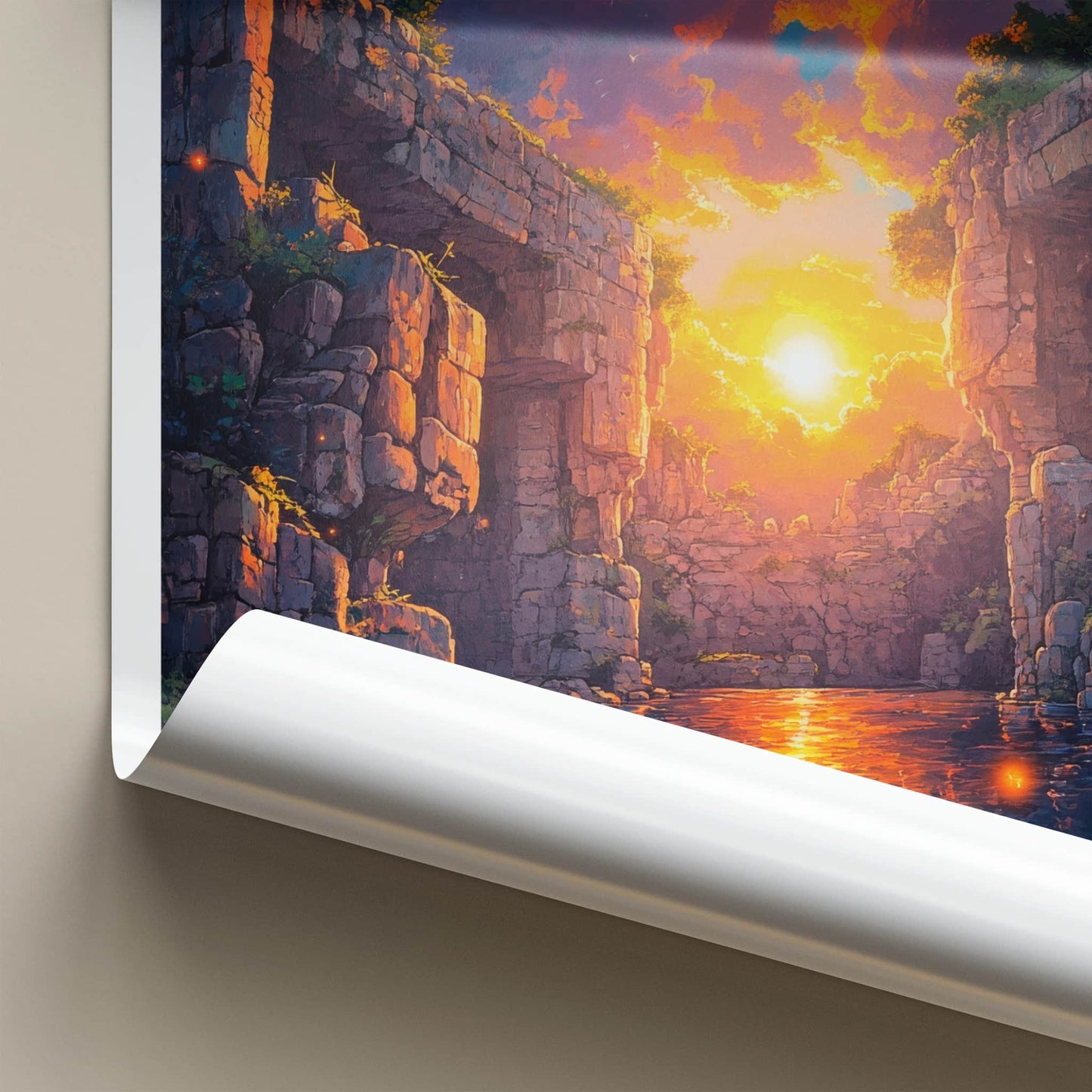 Cenote Sagrado Poster - Mexico Travel Art - Sunset Glowing Water Home Decor