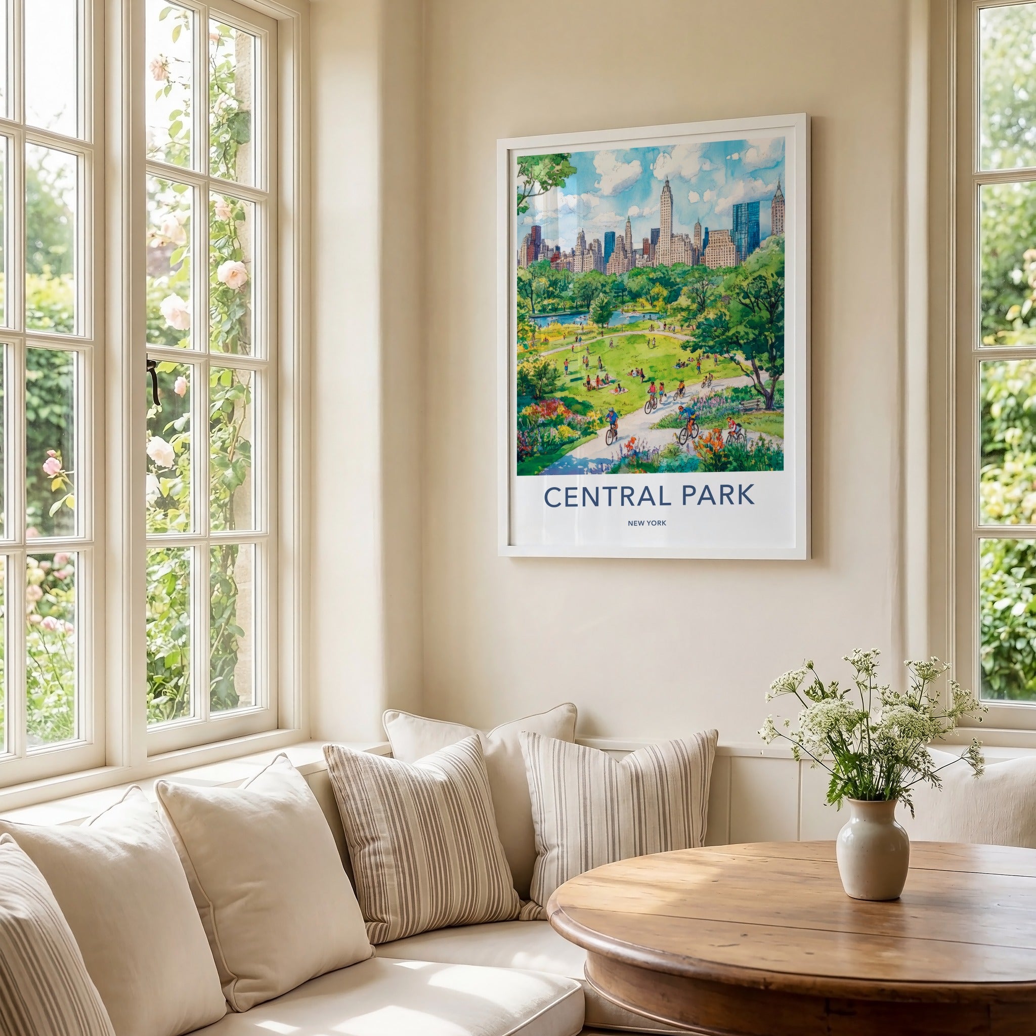 Central Park Poster - New York Travel Art - Green Park Skyline Home Decor