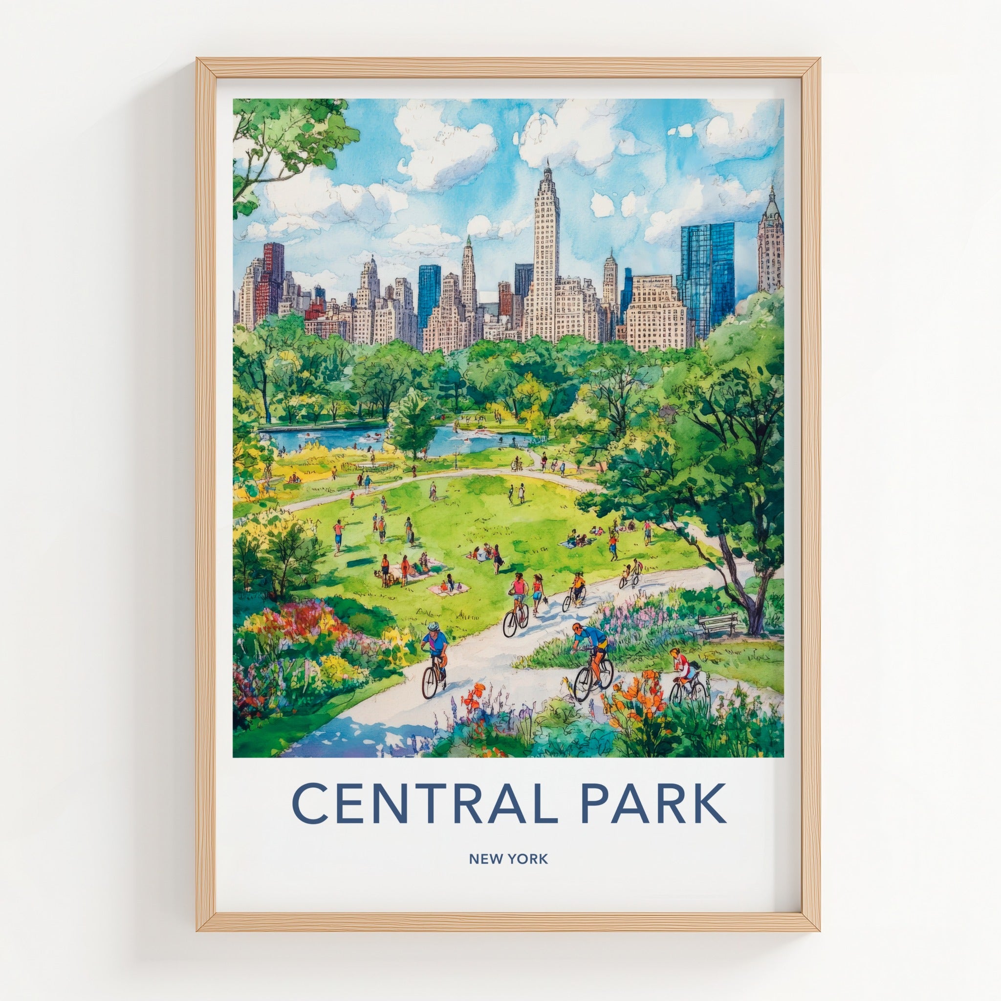 Central Park Poster - New York Travel Art - Green Park Skyline Home Decor