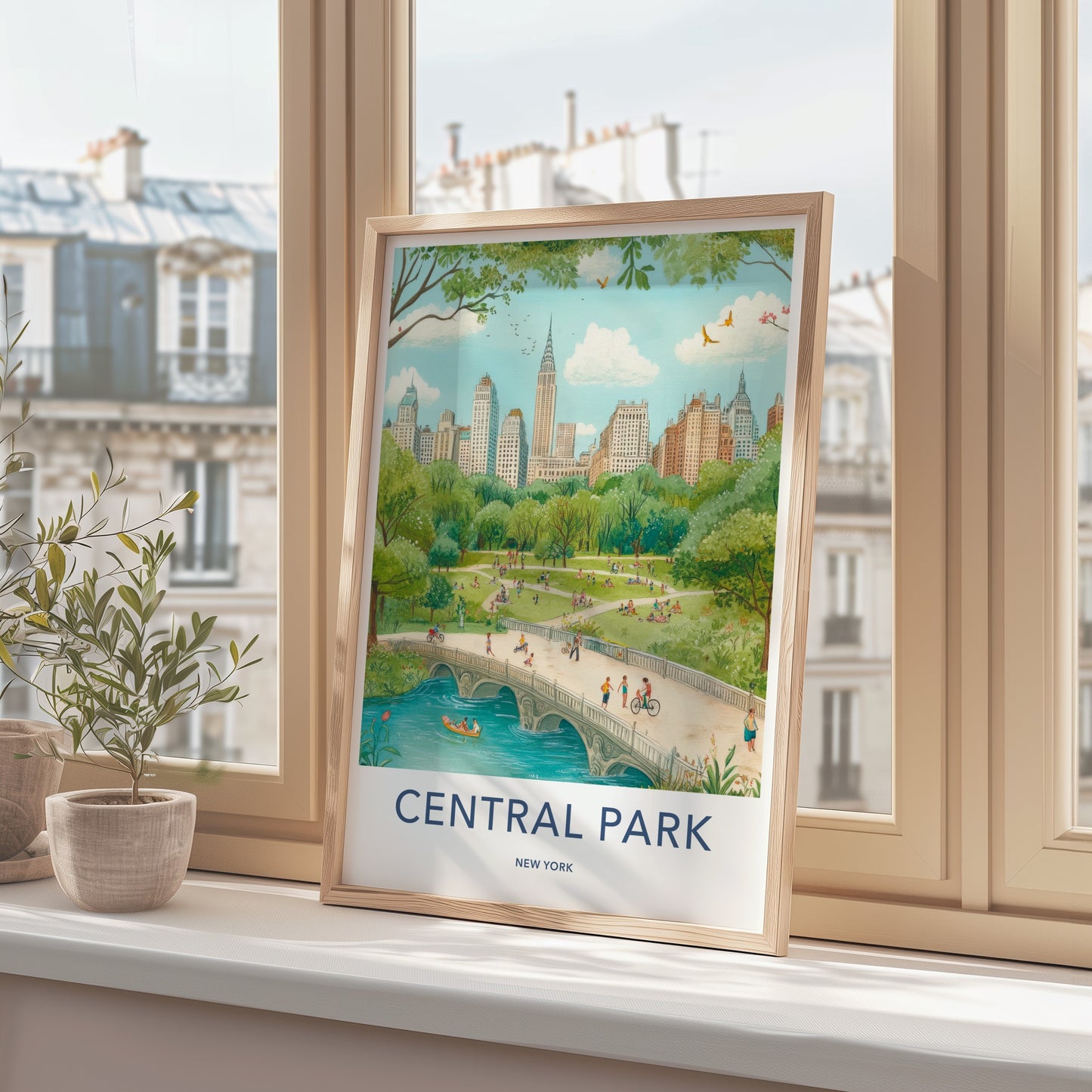 Central Park Poster - New York Travel Art - Lively Park Scene Home Decor