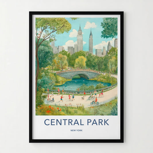 Central Park Poster - New York Wall Art - People Park Bridge Home Decor