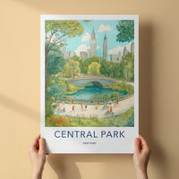 Central Park Poster - New York Wall Art - People Park Bridge Home Decor