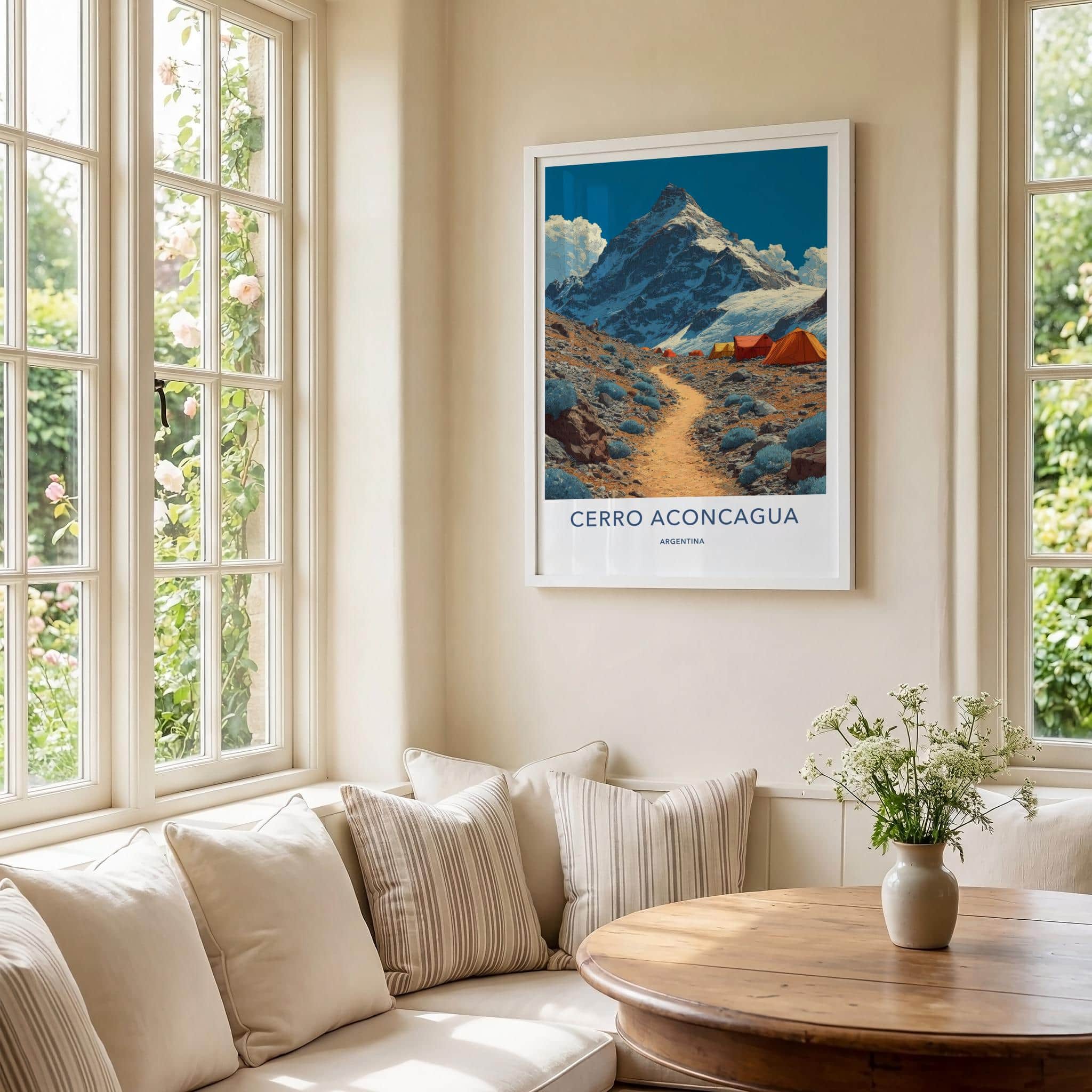 Cerro Aconcagua Poster - Argentina Scenic Art - Expedition base camp Home Art