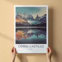 Cerro Castillo Poster - Chile Travel Art - Jagged Peaks Reflection Home Decor
