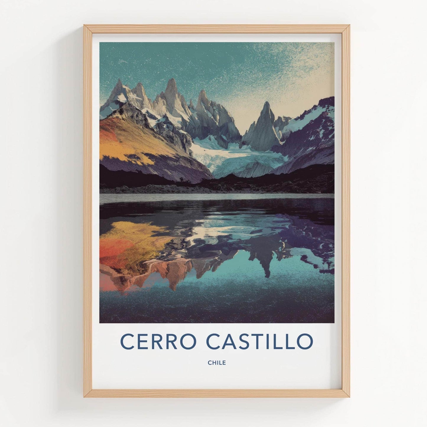 Cerro Castillo Poster - Chile Travel Art - Jagged Peaks Reflection Home Decor