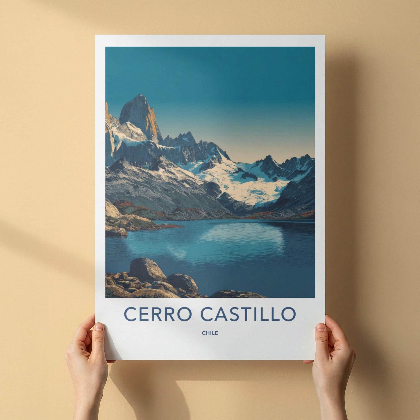 Cerro Castillo Poster - Chile Travel Art - Majestic Mountain Lake Home Decor