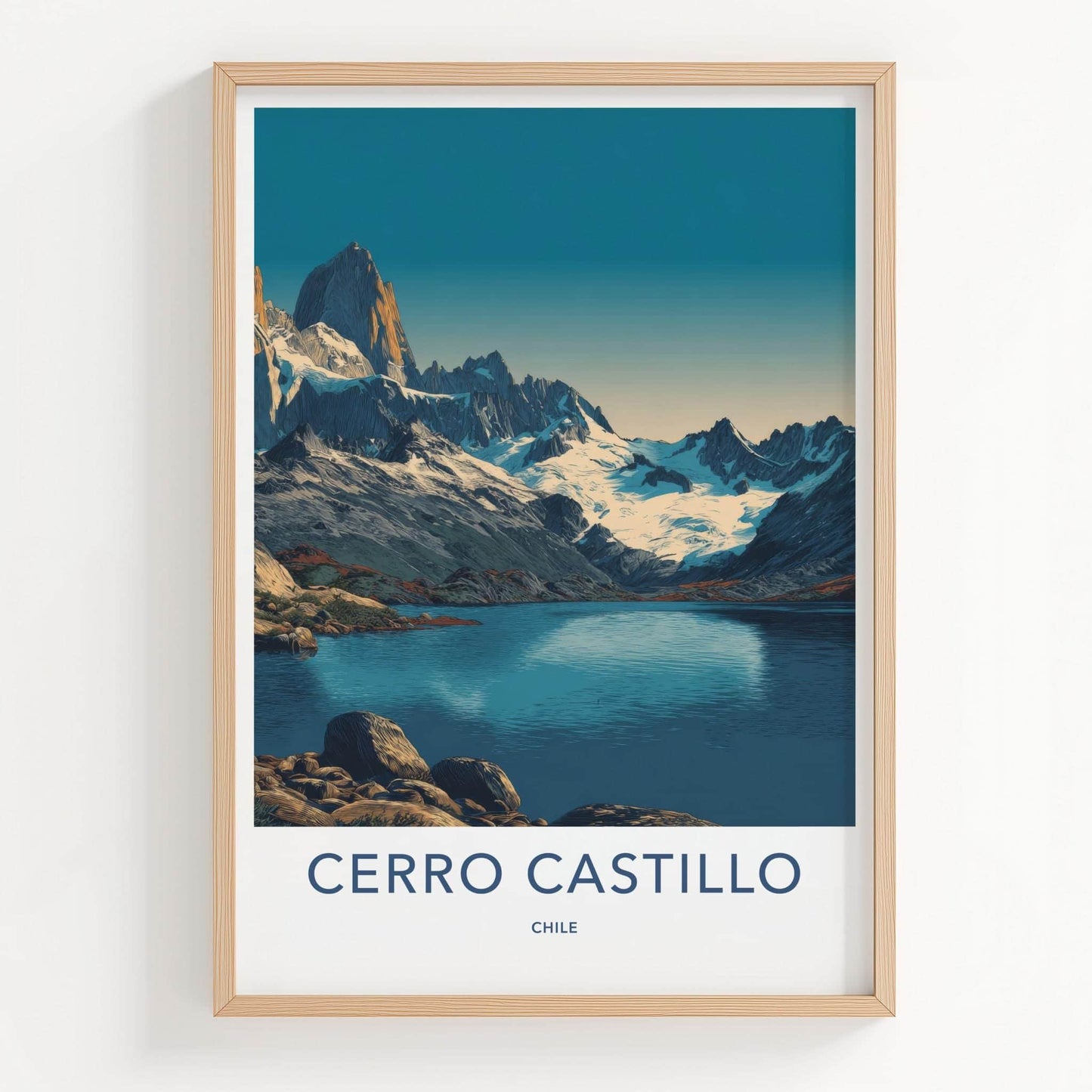 Cerro Castillo Poster - Chile Travel Art - Majestic Mountain Lake Home Decor
