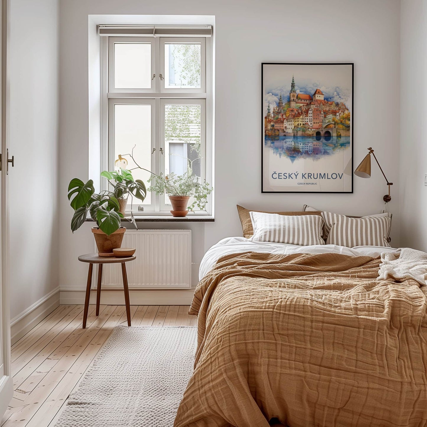 Cesky Krumlov Poster - Czech Republic Travel Art - Reflected Old Town Home Decor