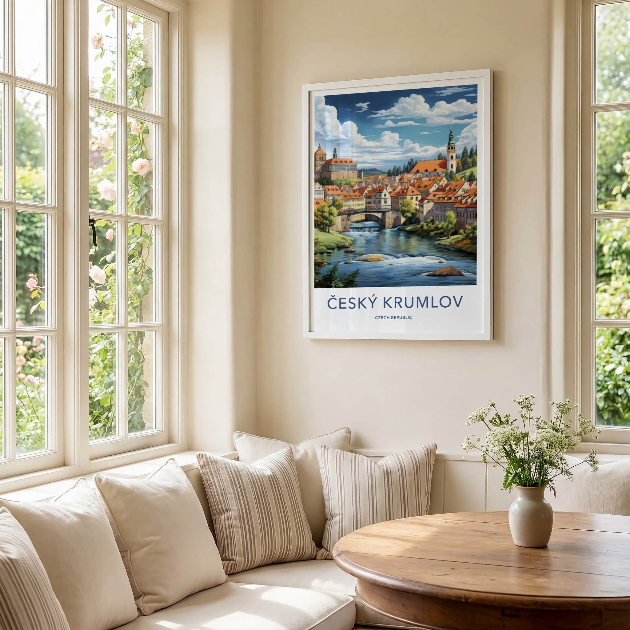 Cesky Krumlov Poster - Czech Republic Wall Art - Historic Town River Home Decor