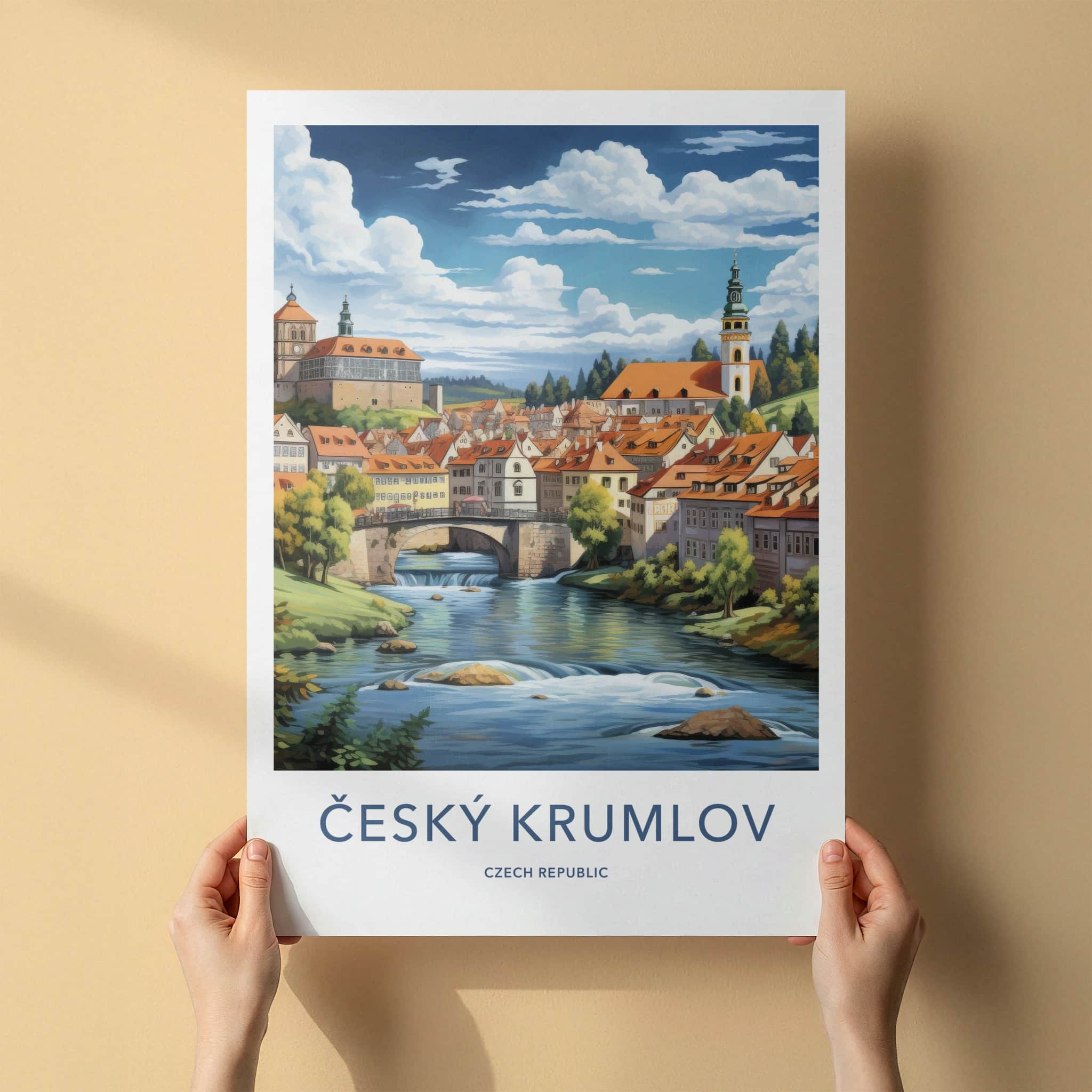 Cesky Krumlov Poster - Czech Republic Wall Art - Historic Town River Home Decor