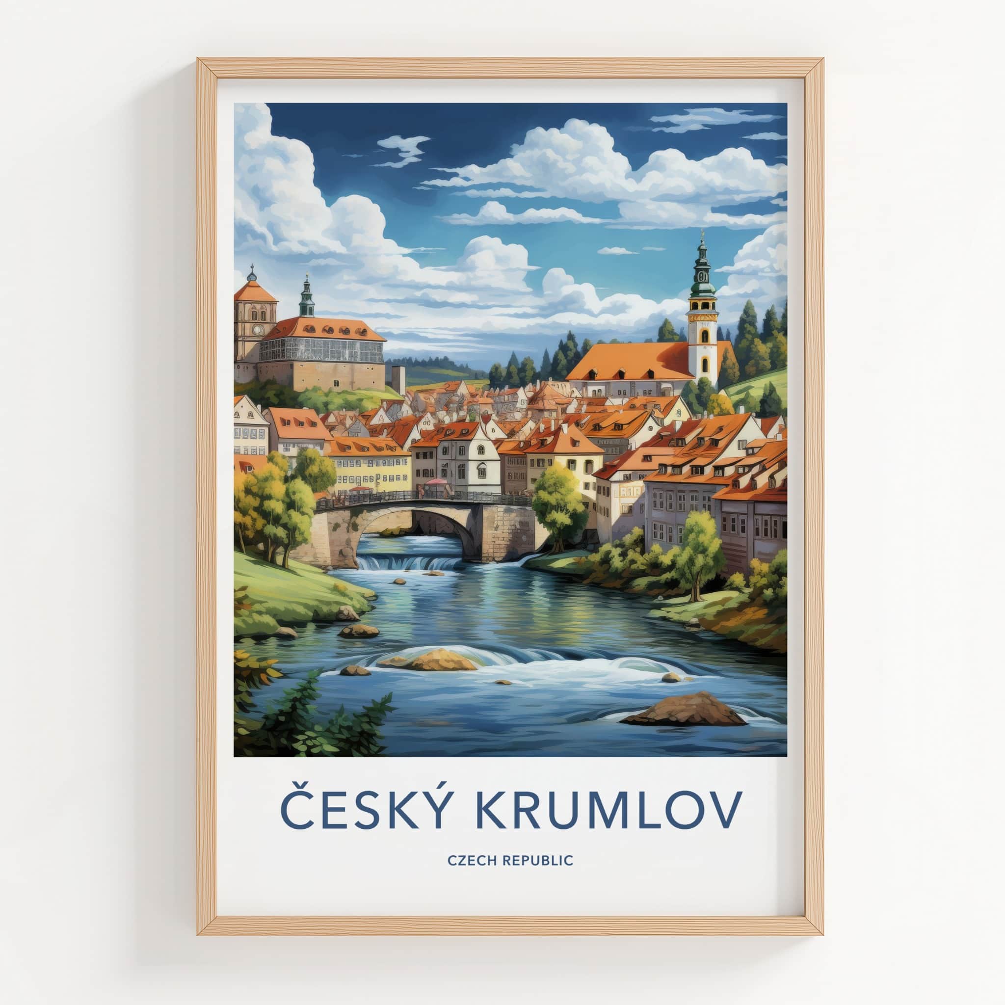 Cesky Krumlov Poster - Czech Republic Wall Art - Historic Town River Home Decor