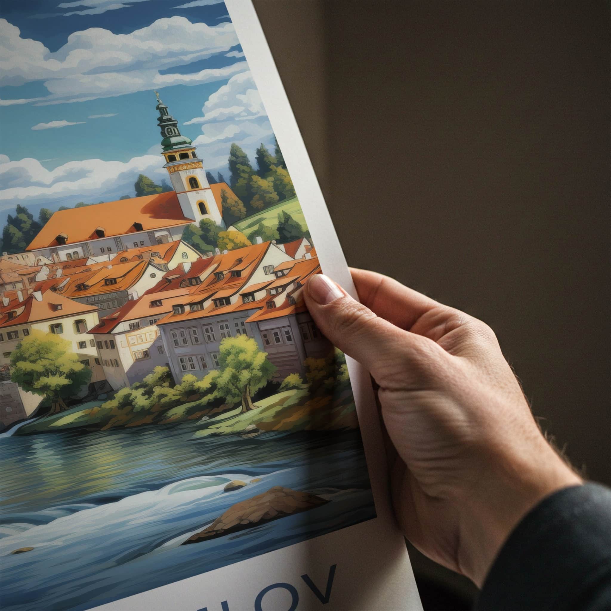 Cesky Krumlov Poster - Czech Republic Wall Art - Historic Town River Home Decor