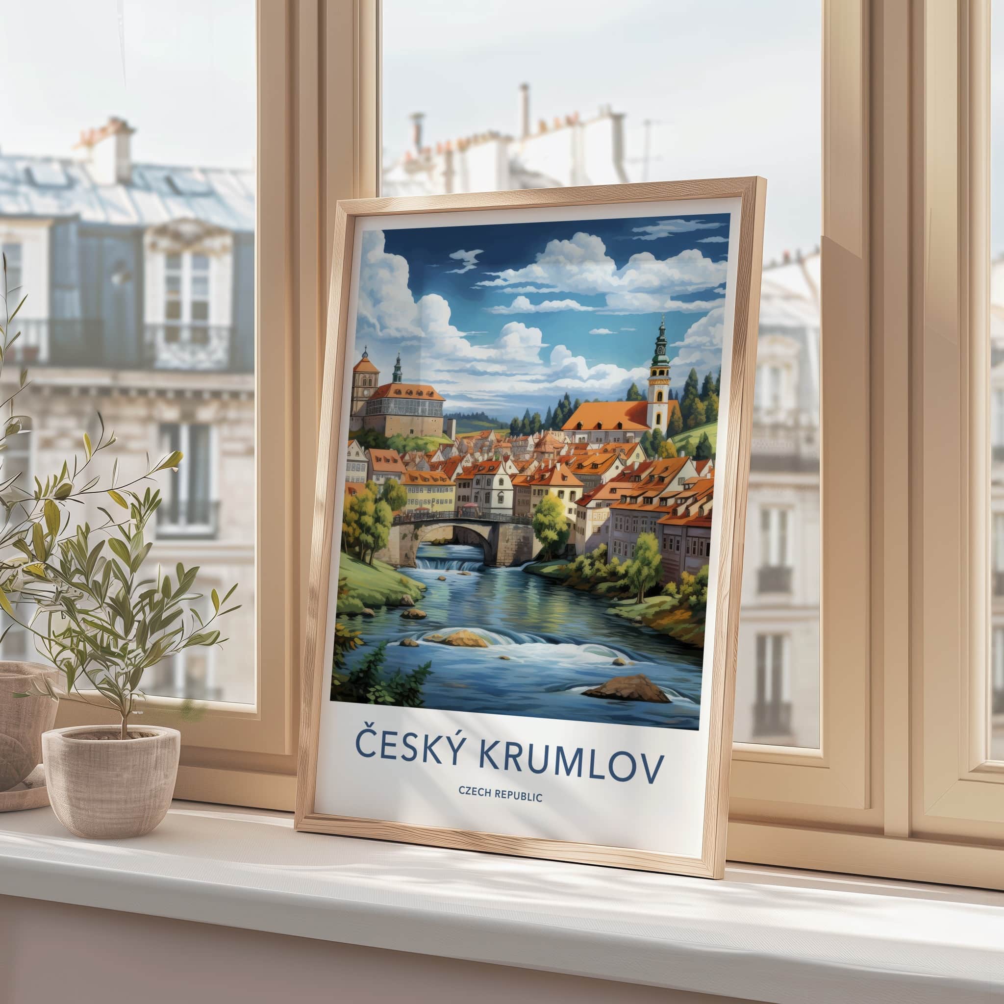 Cesky Krumlov Poster - Czech Republic Wall Art - Historic Town River Home Decor