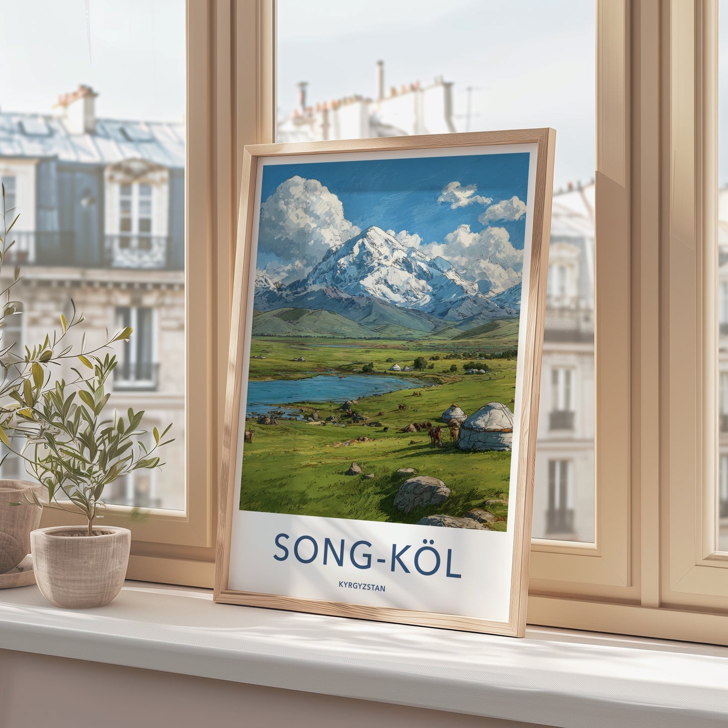 Song Kol Poster - Kyrgyzstan Lake Yurts Mountains