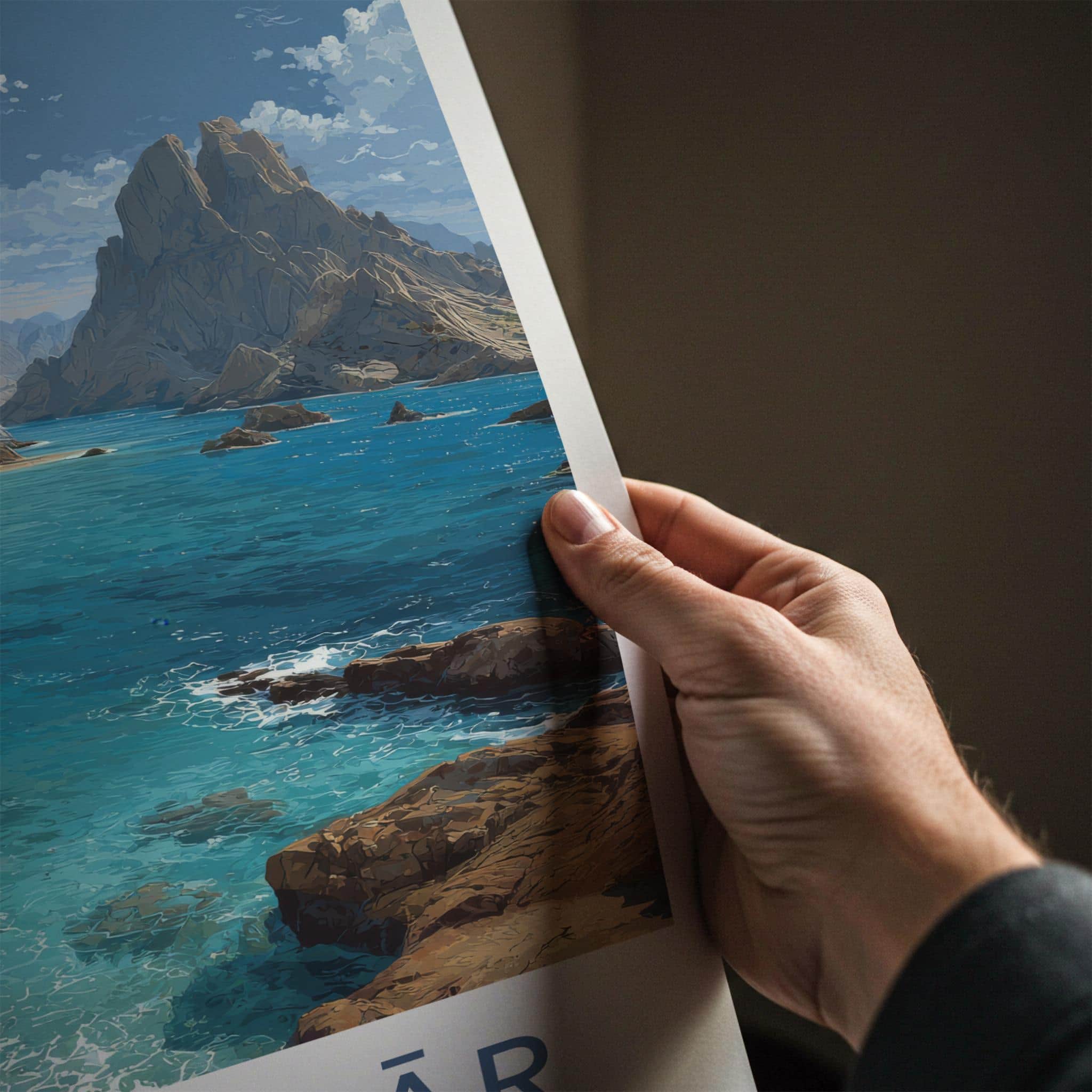 Chabahar Poster - Iran Scenic Art - Azure Mountain Coast Wall Decor